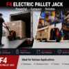 Electric Pallet Jack 3,300 lbs – 24V 20Ah Lithium Battery Powered Pallet Truck, F4